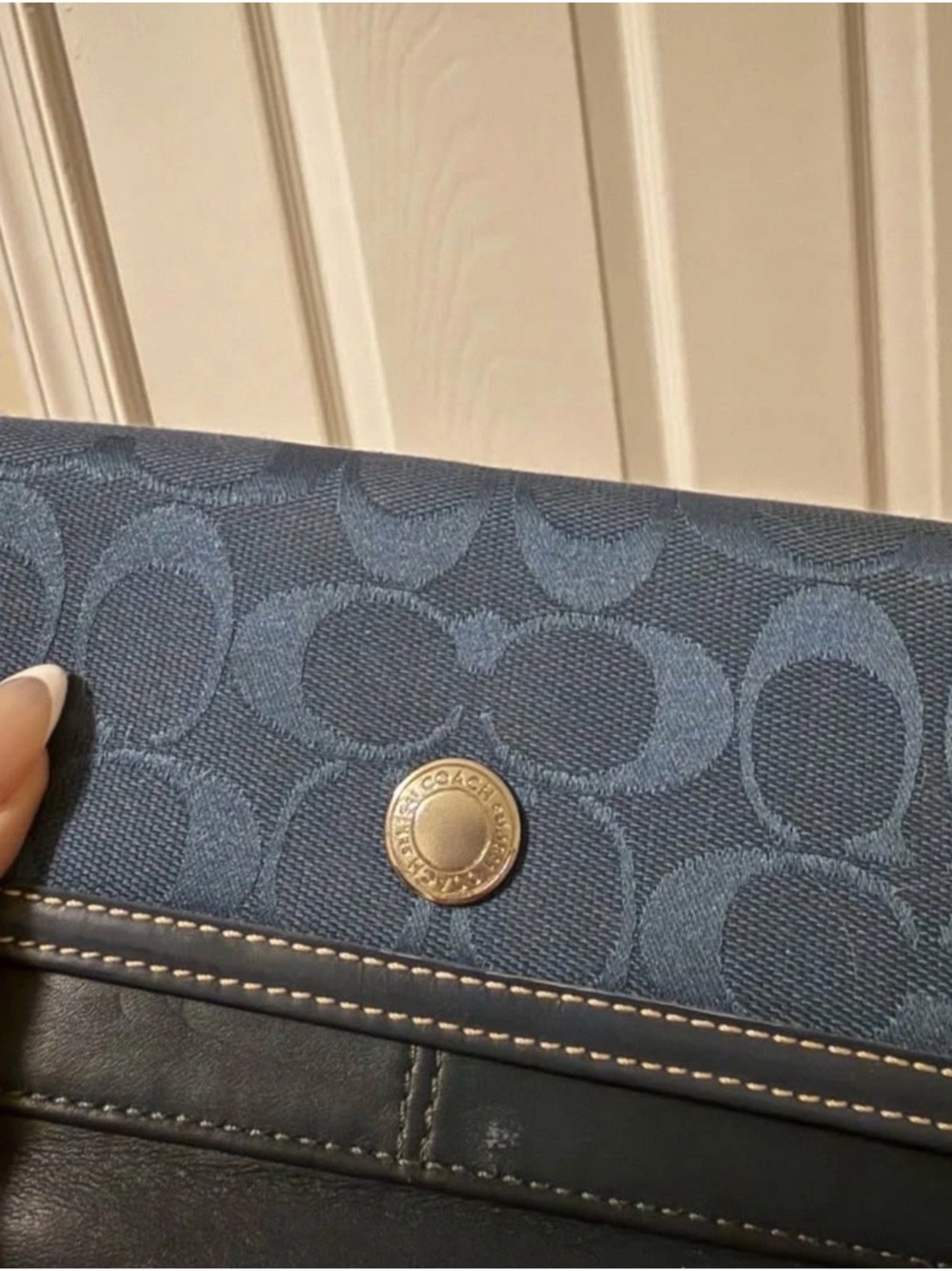 Coach Navy Signature Trifold Y2K Wallet - Picture 6 of 8